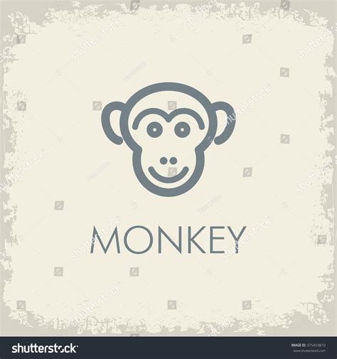 Monkey Minimalist Logo Icon Face White Vector De Stock Libre De