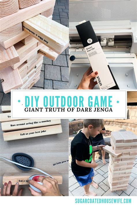 Diy Outdoor Game Giant Truth Or Dare Jenga Truth Or Dare Jenga Fun Outdoor Games Outdoor Games