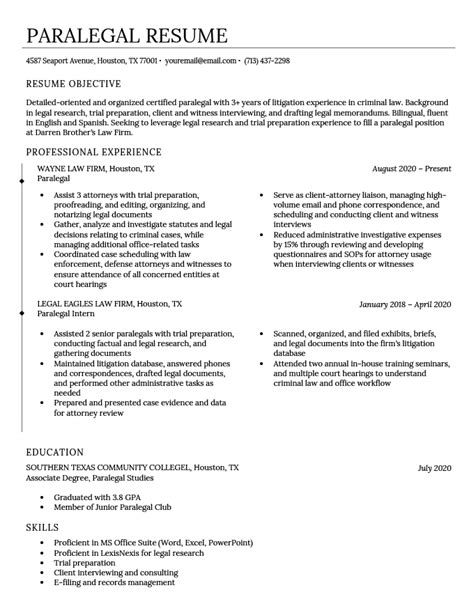 Paralegal Resume Example And 4 Writing Tips Resume Genius