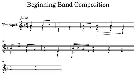 Beginning Band Composition Sheet Music For Trumpet