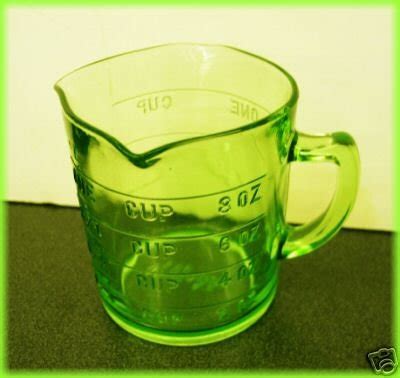 Vintage Vaseline Glass Measuring Cup Kelloggs Rare