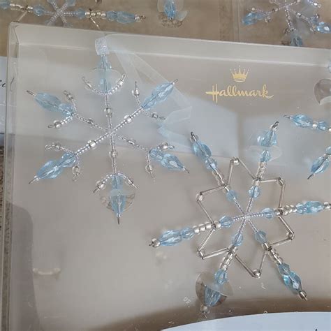 Vintage Hallmark Beaded Snowflake Ornaments Frostlight Faeries