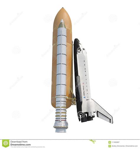 Space Shuttle Discovery With Boosters On White Side View 3d