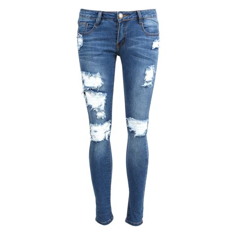 Destroyed Medium Washed Skinny Jeans Blue Jeans Denim 2020ave