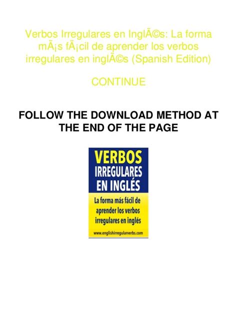 Pdf Book Verbos Irregulares En InglÃ©s La Forma MÃ¡s FÃ¡cil De