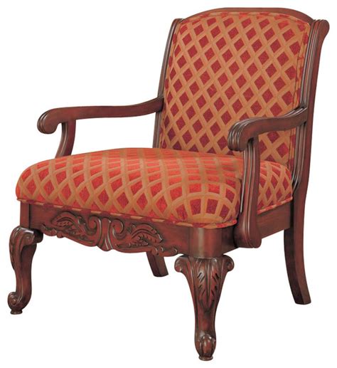 Coaster Cherry Upholstered Chair With Wood Armrests Traditional