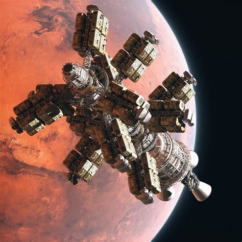 Cargo Spaceship Orbiting Mars By Graham Gazzard Human Mars