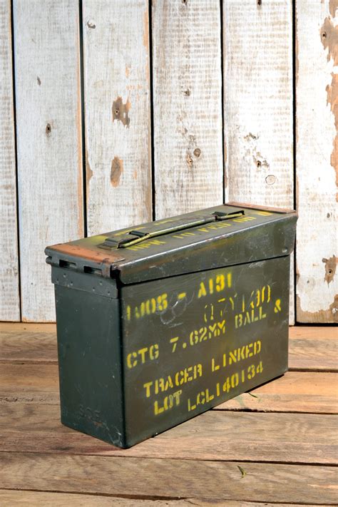 Vintage Army Green Metal Hinged Ammo Box Metal Ammunition Box Etsy