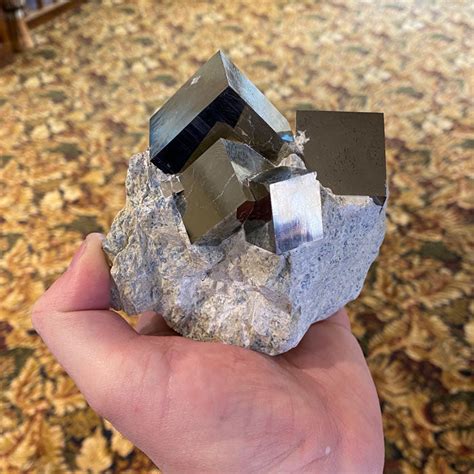 Navajún Pyrite Cube Cluster On Matrix Mineral Mike