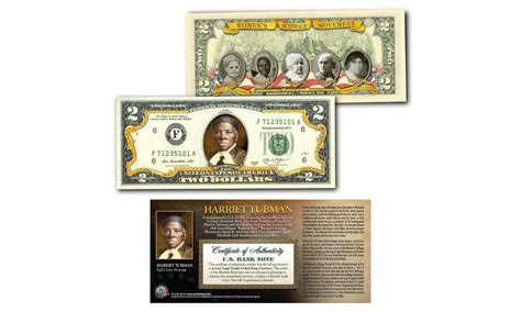 Harriet Tubman World Release Colorized Genuine Legal Tender Two Dollar