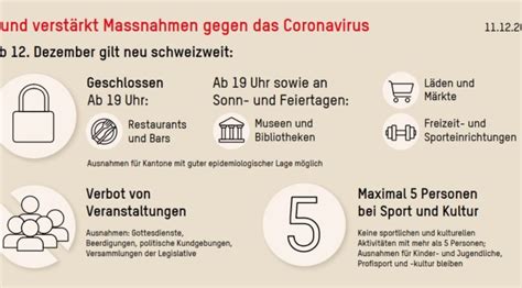 Ab montag schliessen wegen des coronavirus in der schweiz alle läden für güter des nicht täglichen gebrauchs, es gilt eine generelle. Schweiz verschärft mit 12. Dezember 2020 die Corona ...