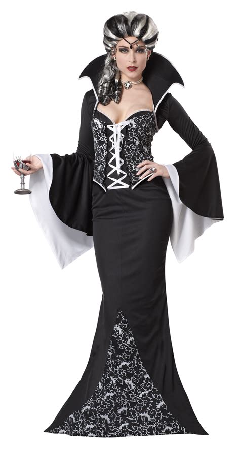 Deluxe Royal Vampiress Ladies Halloween Fancy Dress Blackwhite Vampire