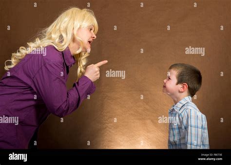 Mother Yelling At Children Stock Photo Alamy
