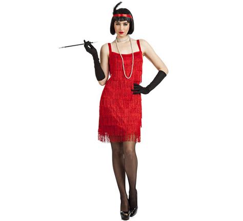 charleston kostüm mit roten fransen für damen
