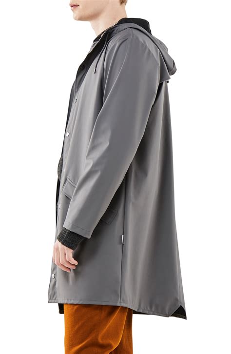 Rains Waterproof Hooded Long Rain Jacket In Charcoal Gray For Men Lyst