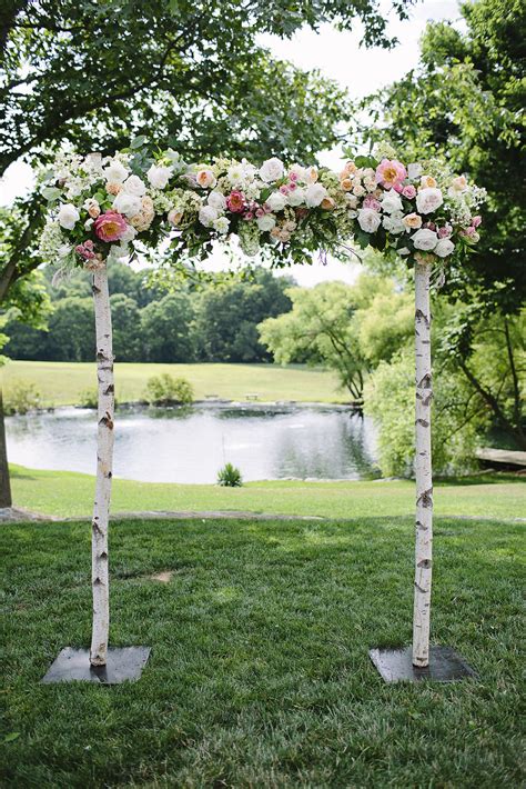 Birch Wedding Altar Complete With Peonies Roses And Hydrangeas We Loved Designing And