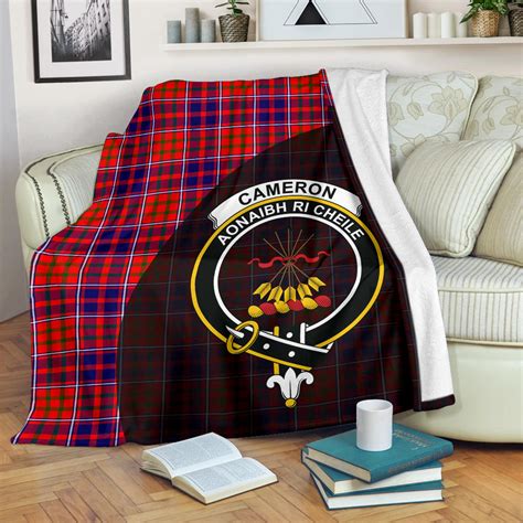 Cameron Of Lochiel Modern Tartan Clan Badge Premium Blanket Wave Style