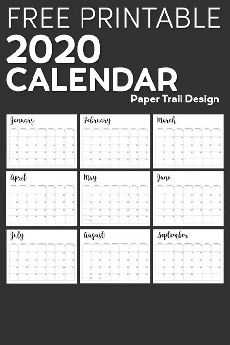 2020 Calendar Printable Free Template Paper Trail Design Video