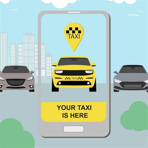 Premium Vector Taxi Service Concept With Smartphone App And City