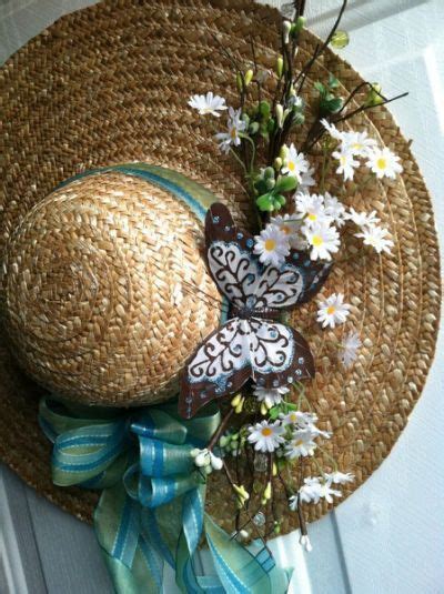 Straw Hat Door Decorating Ideas Wreath Crafts Spring Wreath Straw