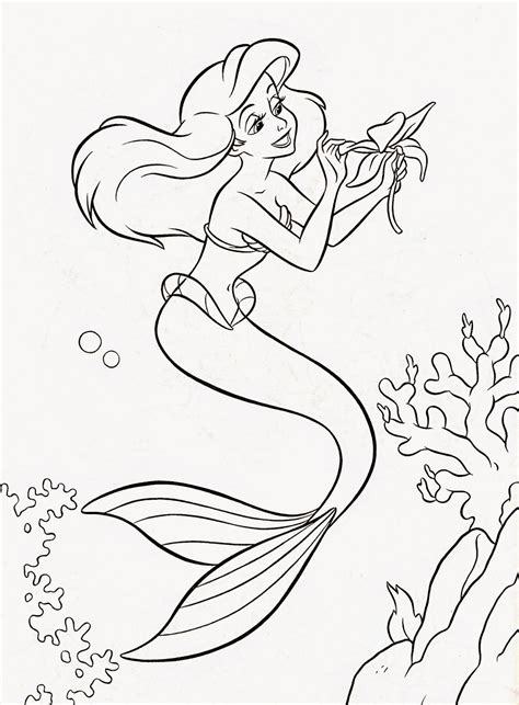 Walt Disney Princess Ariel The Little Mermaid Coloring Pages