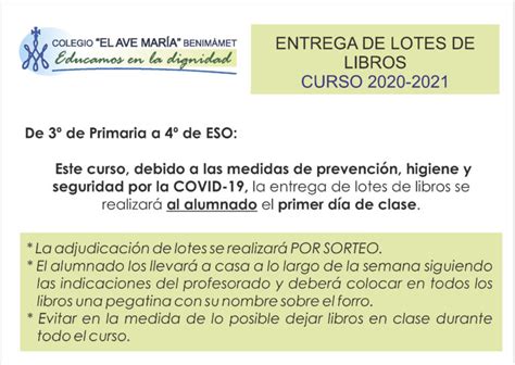 Entrega Lotes Del Banco De Libros Colegio El Ave María Benimámet