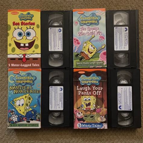 SPONGEBOB SQUAREPANTS VHS Lot Nickelodeon 4 VHS Great Shape Sea Stories