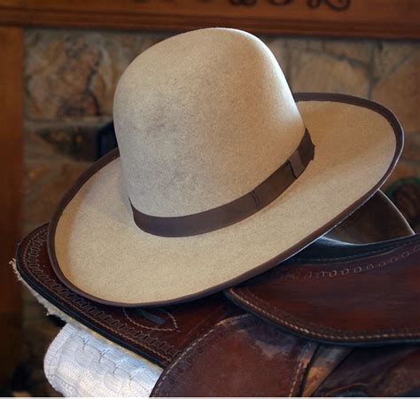 Cowboy Hat 10x Beaver Open Crown With Pencil Curl Brim Contrasting