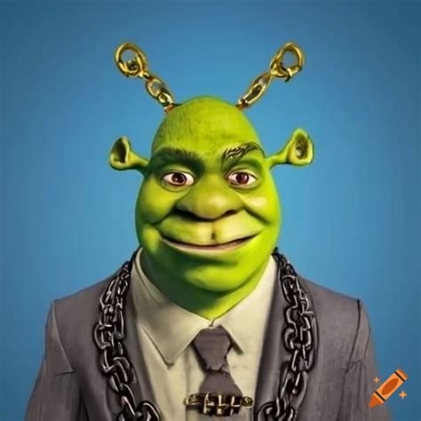 Shrek Caricature Wearing A Suit And With A Cigar
