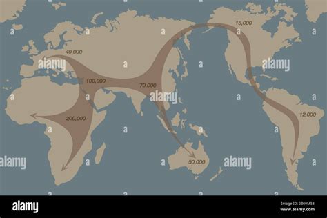 Weltkarte Für Die Frühzeitige Migration Von Menschen Globale
