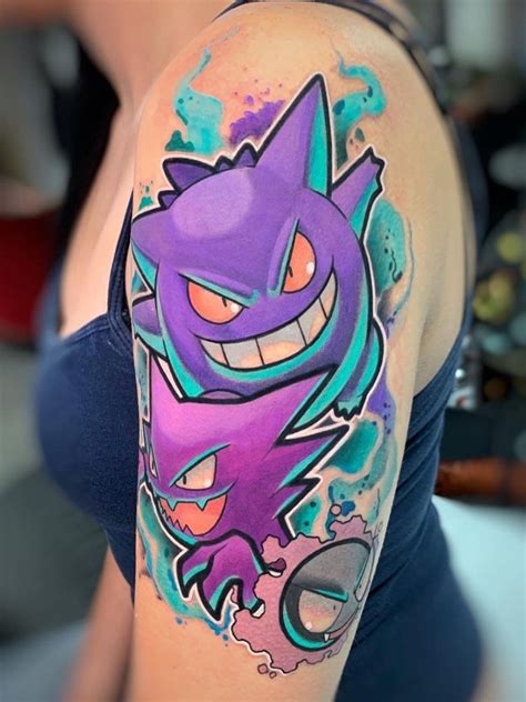 Ramón On Gengar Tattoo Pokemon Tattoo Gaming Tattoo