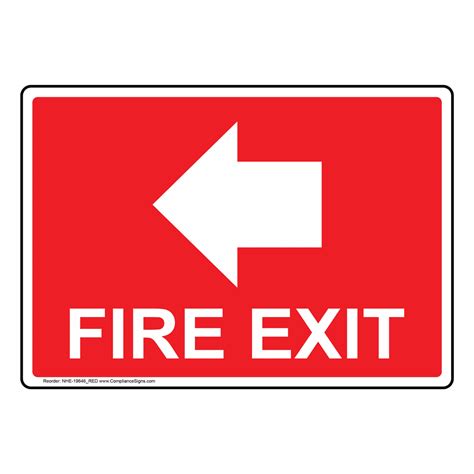 Fire Exit With Left Arrow Sign Nhe 19646red
