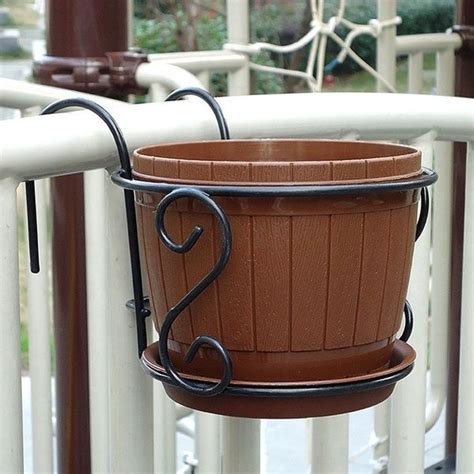 Setting a post with concrete; Creative Round Flower Pot Railing Fence Garden Balcony ...