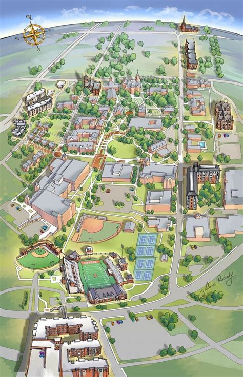 Mercer University Campus Map Illustration