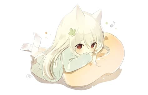 Wallpaper Anime Girl Cute Animal Ears Chibi Pillow Resolution