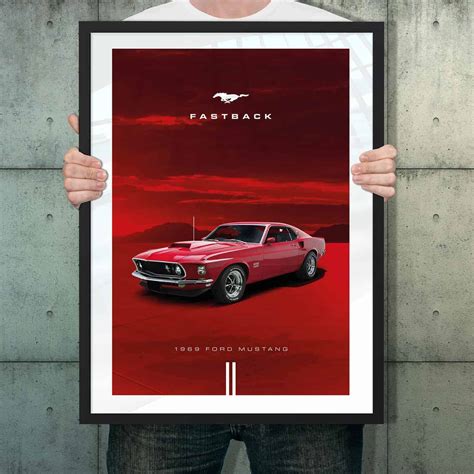 Automotive Poster Of Ford Mustang Fastback The Gpbox