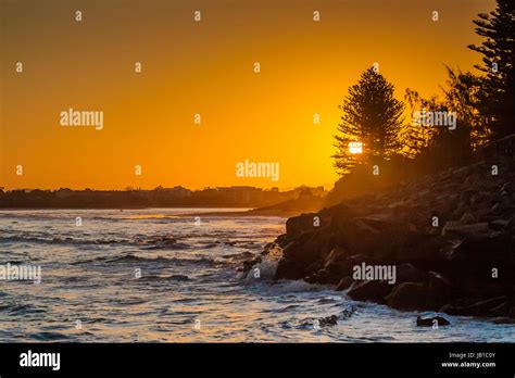 A Beautiful Sunset At The Beach Town Of Caloundra In Queensland