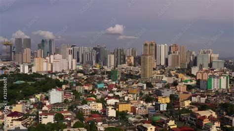 Aerial Philippines Manila Mandaluyong City September 2019 Sunny Day 4k