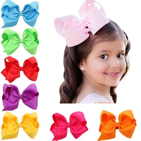10pcslot 5 Inch Big Hair Bow Girls Solid Ribbon Hair Bows With Clip Boutique Hair Clip Hairpin