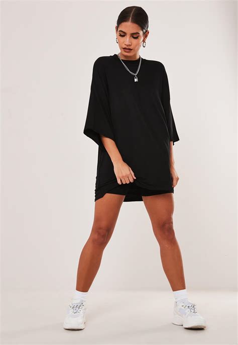 Black Oversized T Shirt And Cycling Shorts Co Ord Set