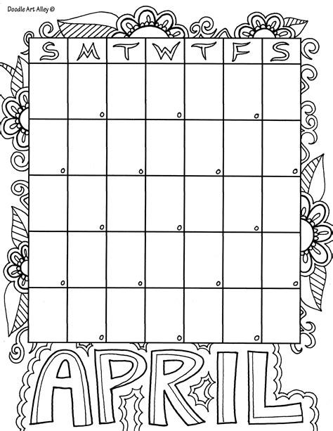 April Calendar Free Printable