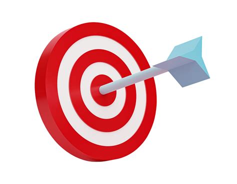 3d Render Arrow Hit The Center Of Target Or Goal Of Success Isolated