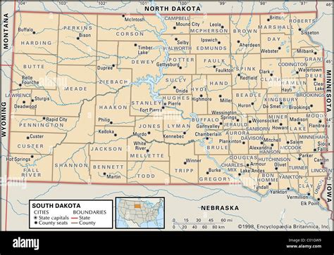 Politische Karte Von South Dakota Stockfotografie Alamy