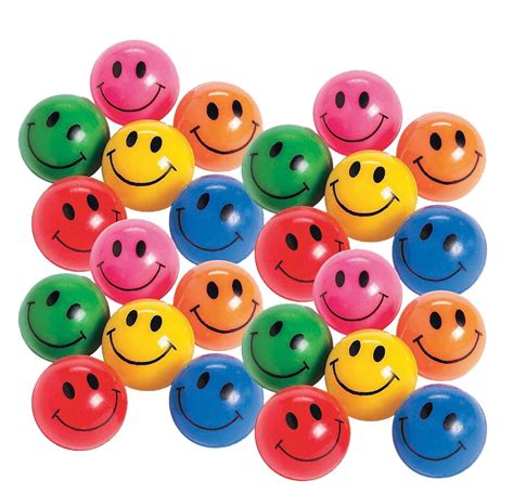 Rubber Smile Face Bouncing Balls Pack Of 24 1 Inch Assorted Colors