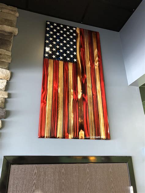 Vertical Rustic Wooden Color American Flag Wall Decor Charred Etsy In