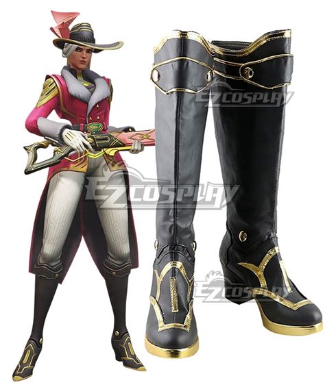 Overwatch Ashe Socialite Skin Ashe Black Cosplay Boots