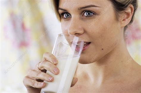 Woman Drinking Milk Stock Image P9200332 Science Photo Library