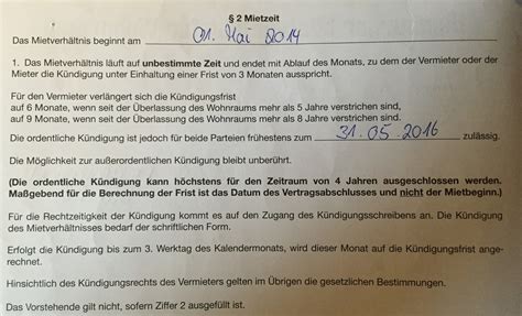 Zugang der kündigung bis zum 3. Hamburger Mietvertrag 2 Jahres Klausel Mietrecht Kündigung ...