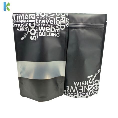 Custom Printed Matte Black Aluminum Foil Pouches Stand Up Packaging