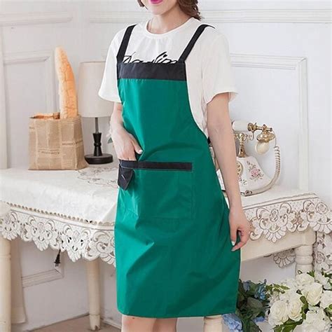Ladies Restaurant Kitchen Aprons Bib Waterproof Sleeveless Apron Cooking Apron With Pockets For